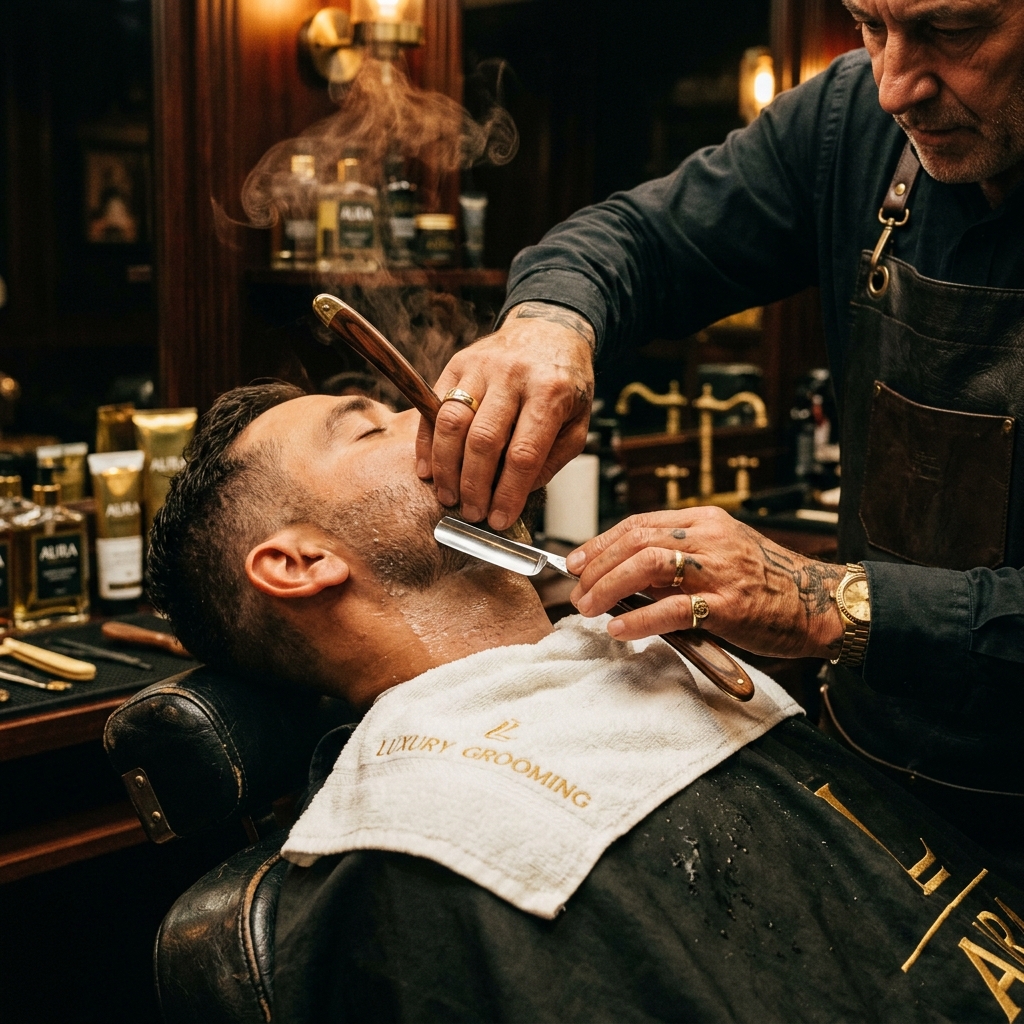 Straight razor shave — placeholder, replace with real photo